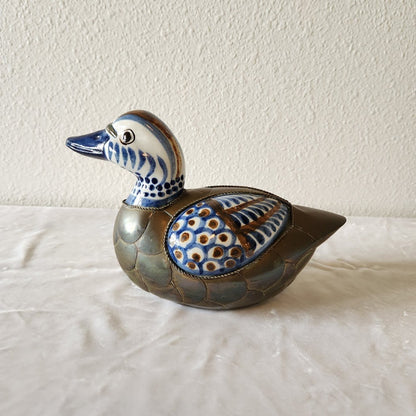 Tonala Ceramic & Brass Duck - Medium