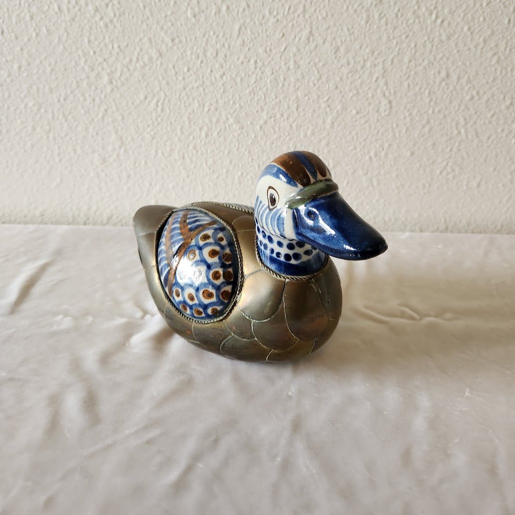 Tonala Ceramic & Brass Duck - Medium