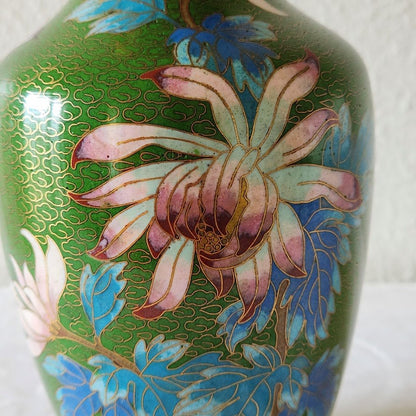 Vintage Green Cloisonne Vase
