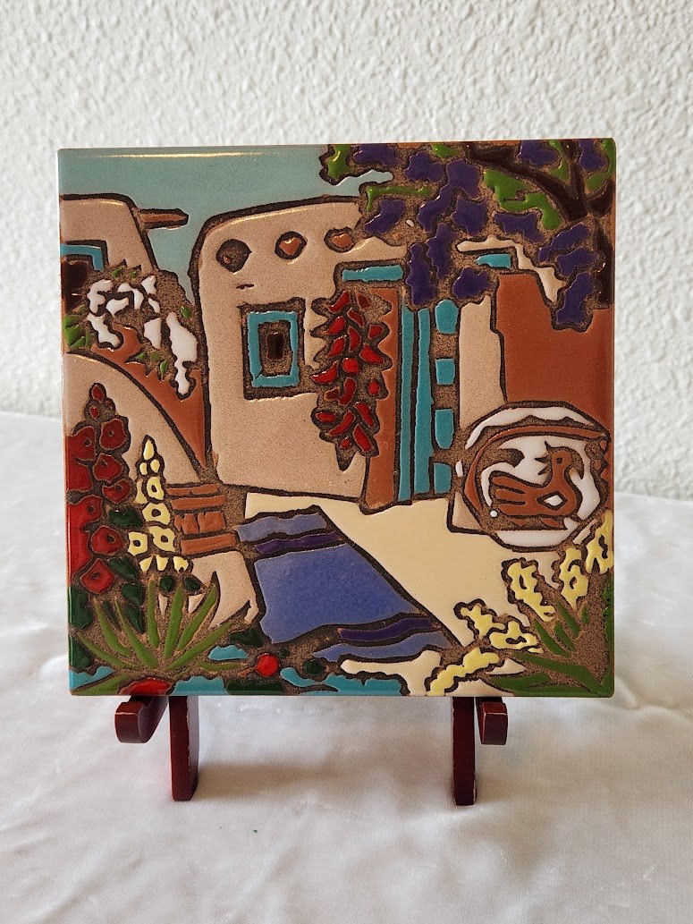 Santa Fe Mag Mor Studios Vintage Handpainted Tile