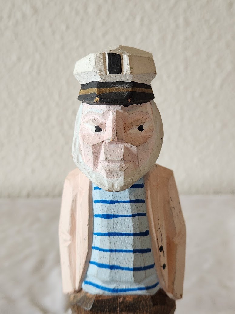 Old Salt Sailor Folk Art Flat Plane Carved Wood Figure