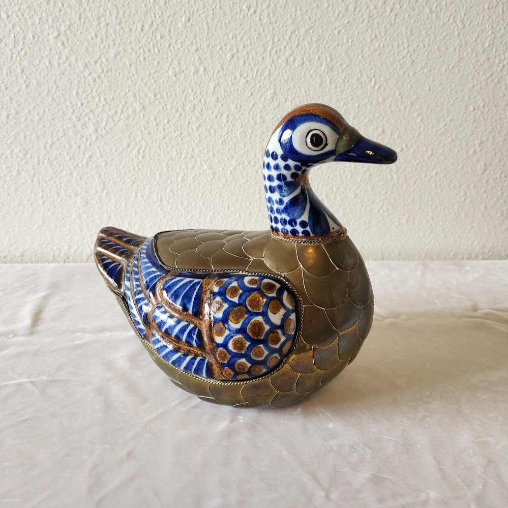 Tonala Ceramic & Brass Duck - Large