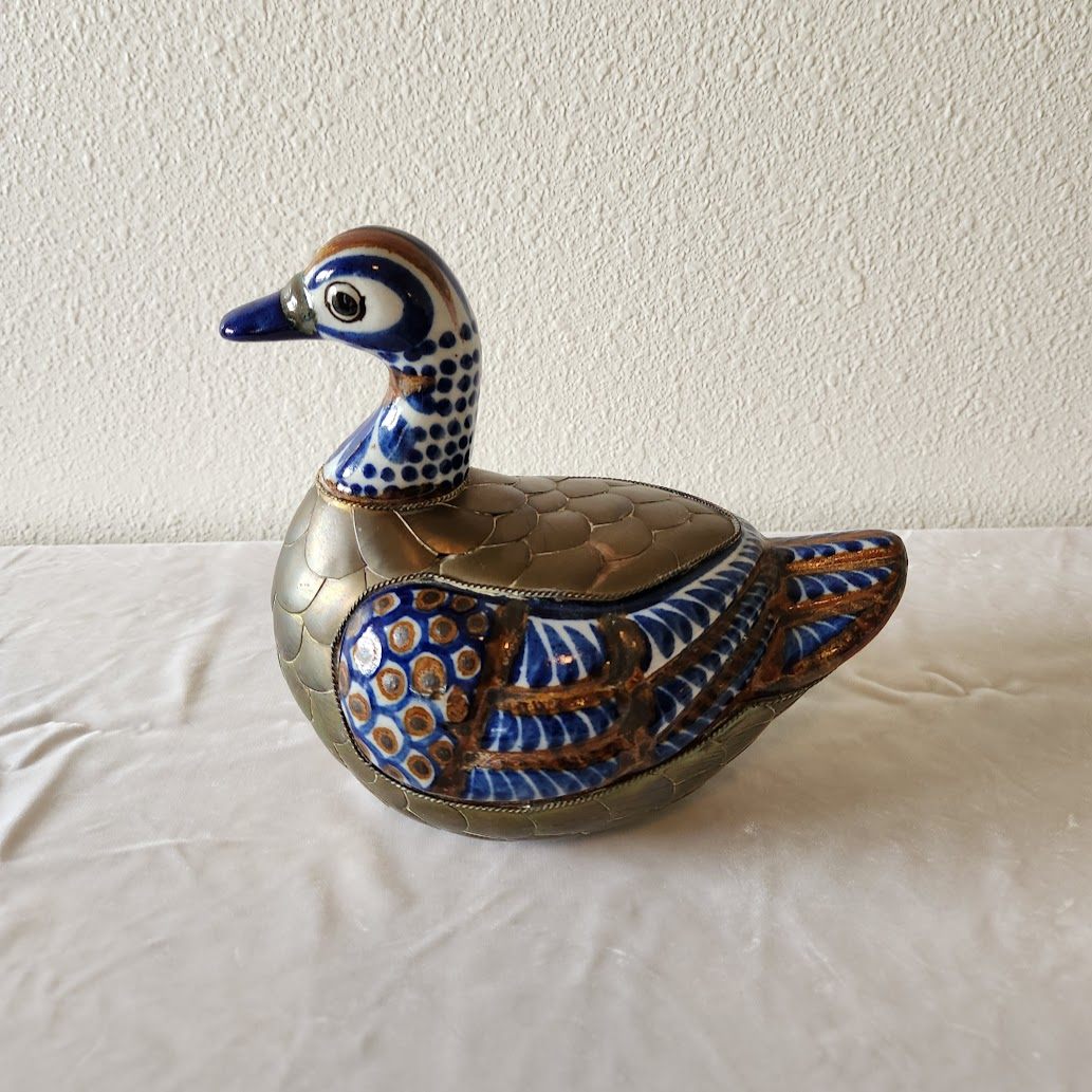 Tonala Ceramic & Brass Duck - Large