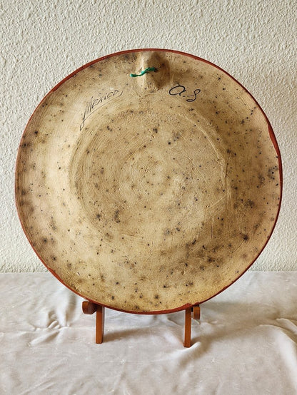 Vintage Tonala Bird Theme Handpainted Burnished Charger Plate