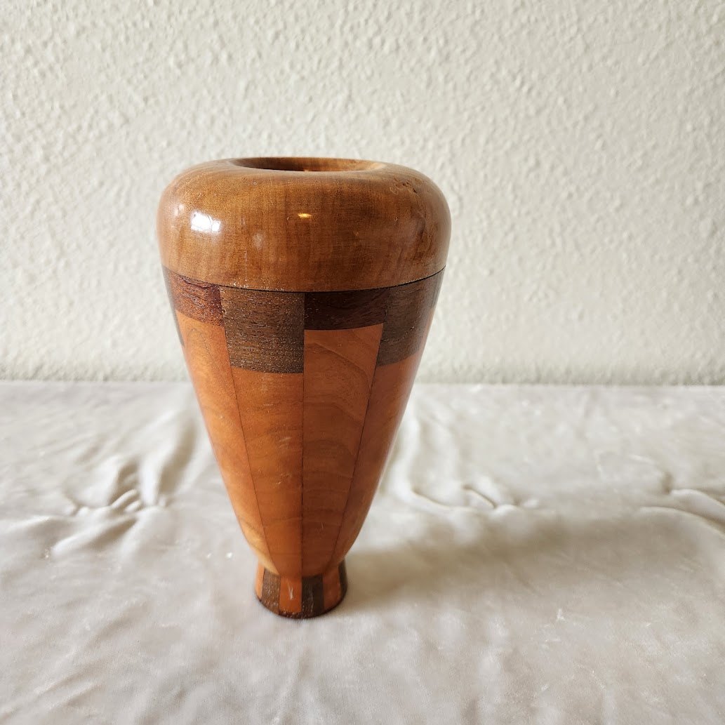 Postmodern Handturned Segmented Wooden Vase