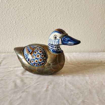 Tonala Ceramic & Brass Duck - Medium