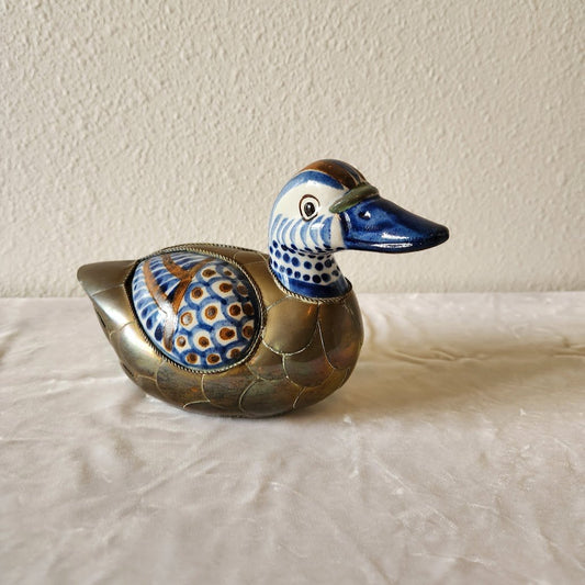 Tonala Ceramic & Brass Duck - Medium