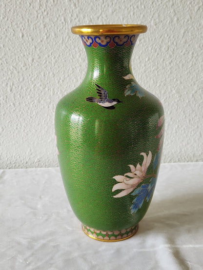 Vintage Green Cloisonne Vase