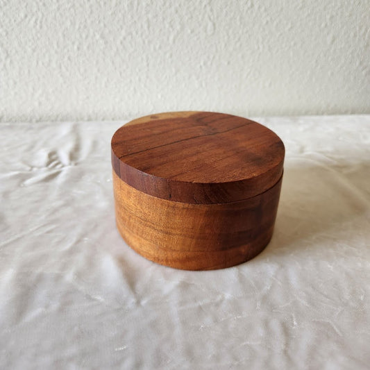 Round Two Compartment Acacia Wood Spice Box