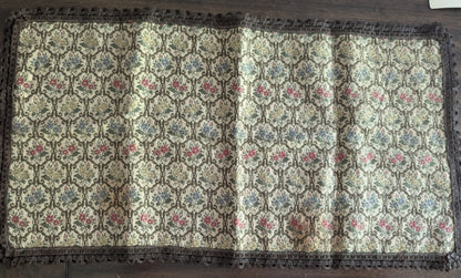 Vtg. Brocade Tapestry Table Linen with Crochet Edge
