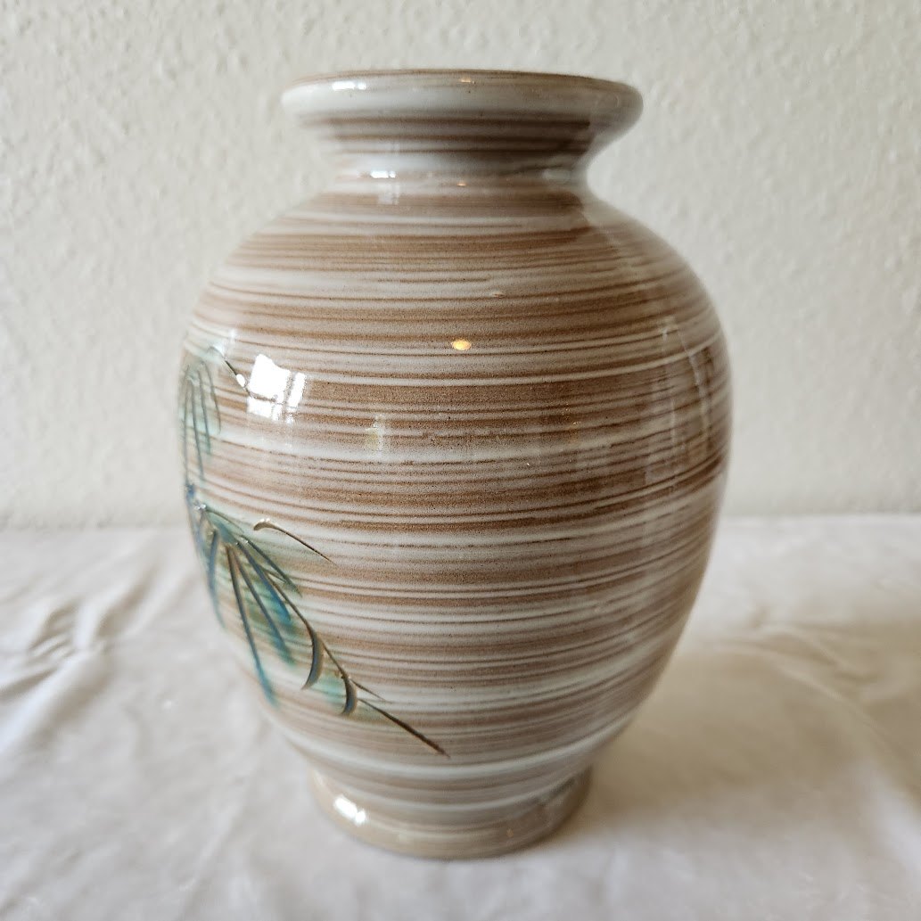 Midcentury Bamboo Motif Ceramic Vase