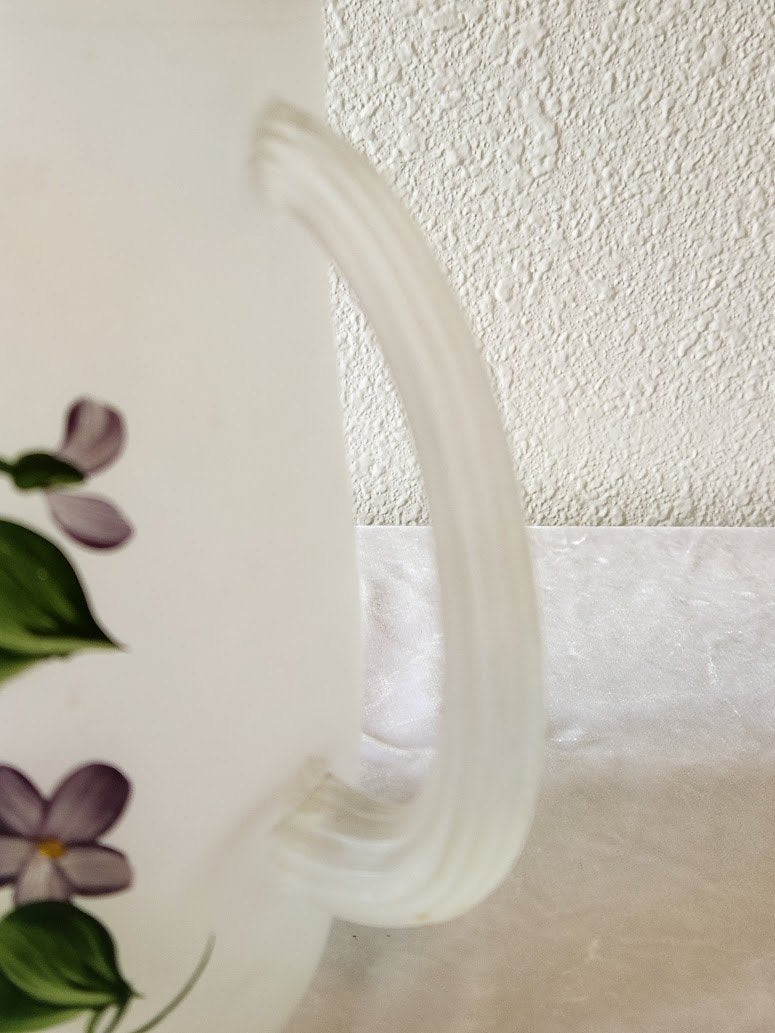 1950s Satin Glass Pitcher with Violets