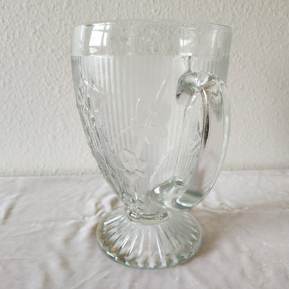 Iris & Herringbone Large Depression Glass Footed Pitcher