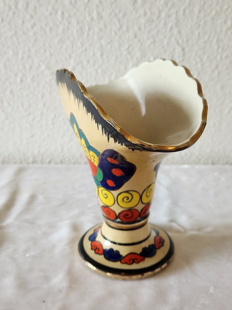 1930s Art Deco Czech Ditmar Urbach Fan Shape Vase