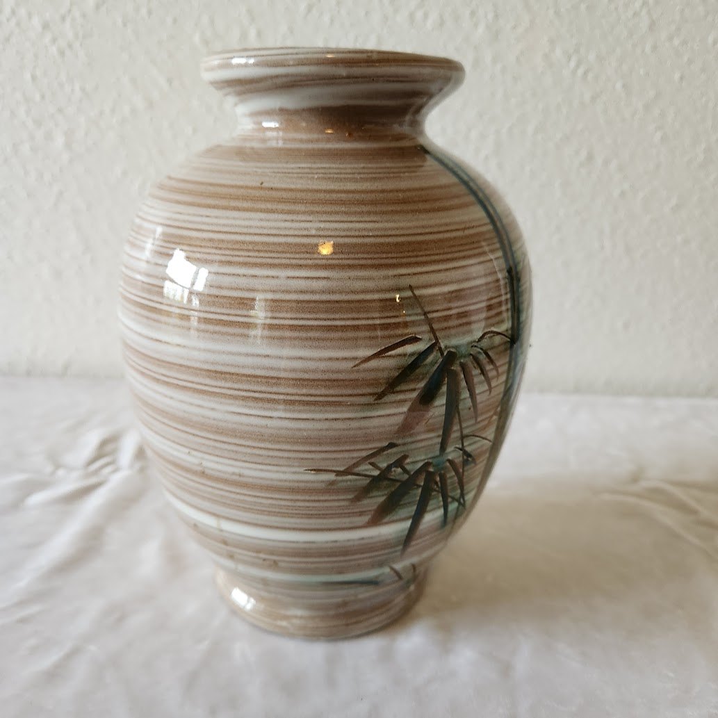 Midcentury Bamboo Motif Ceramic Vase