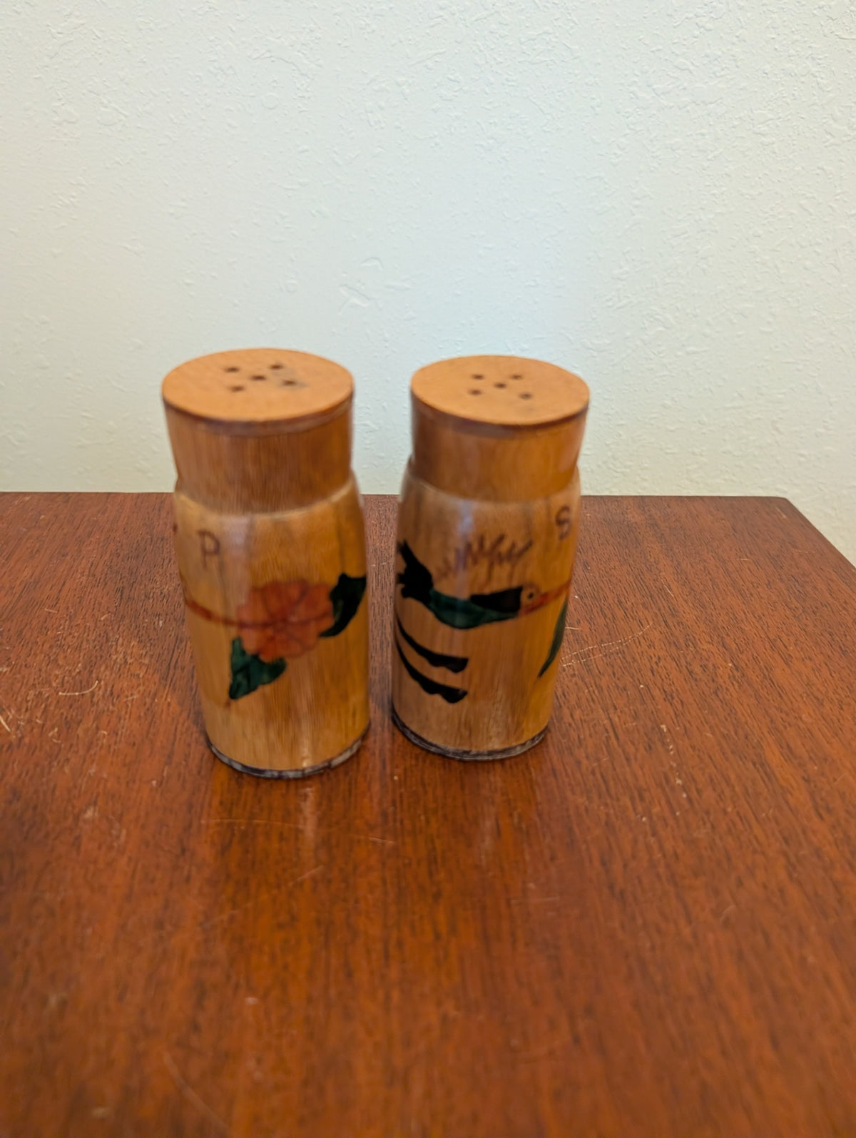 Jamaican Hand-Painted Wooden Salt and Pepper Shakers