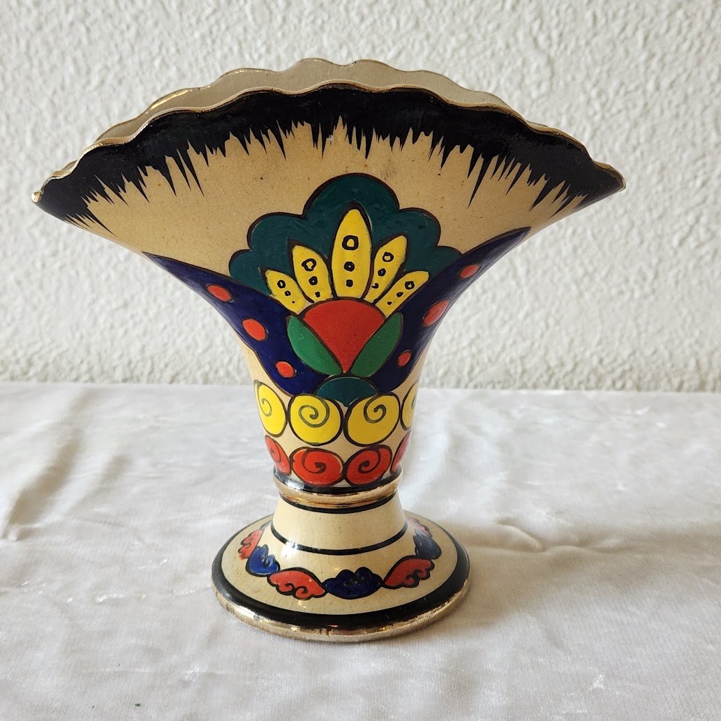 1930s Art Deco Czech Ditmar Urbach Fan Shape Vase
