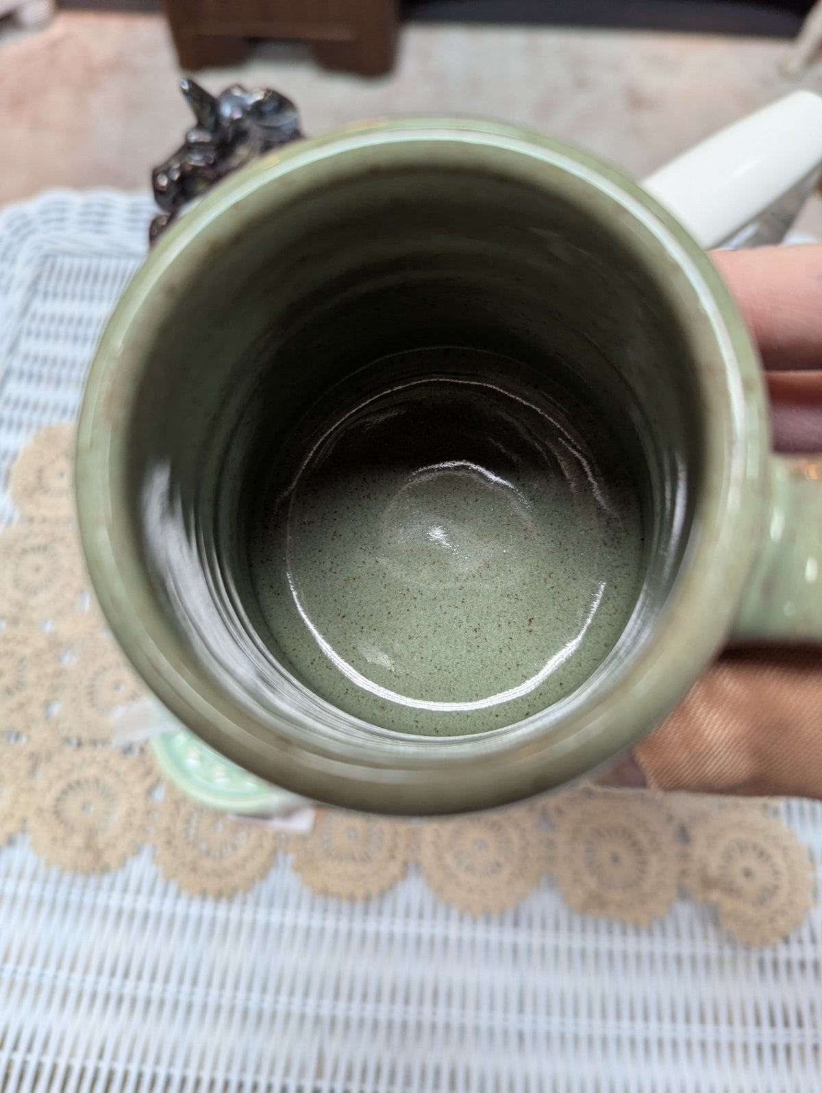 Green Specked Stoneware Mug