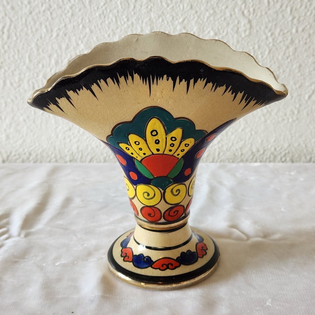 1930s Art Deco Czech Ditmar Urbach Fan Shape Vase