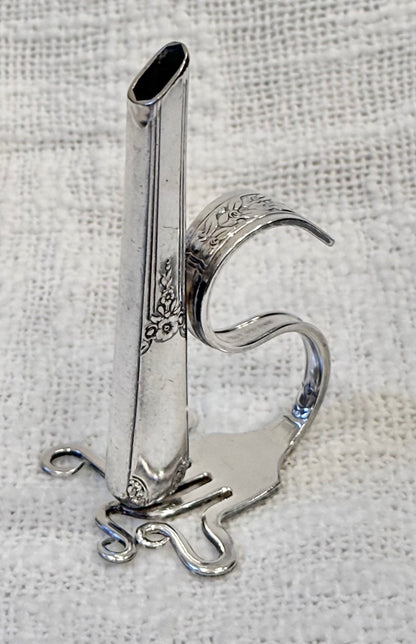 Vintage repurposed Silver-plate Knife fork vase 