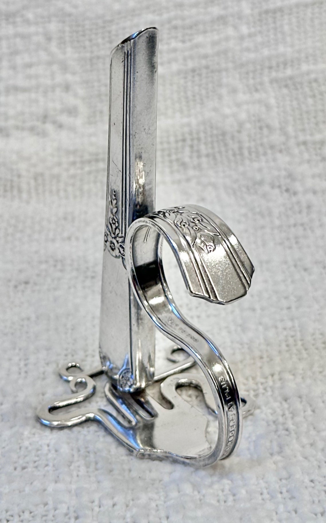 Vintage repurposed Silver-plate Knife fork vase 