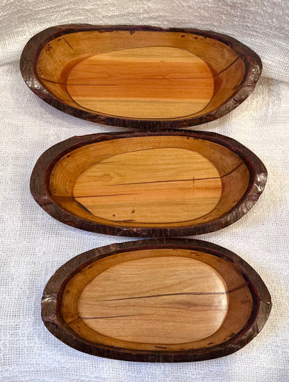 Mid- century handcrafted; wood - live edge nesting 
