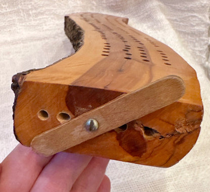 C. 1960 Mahogany cribbage board hand made
