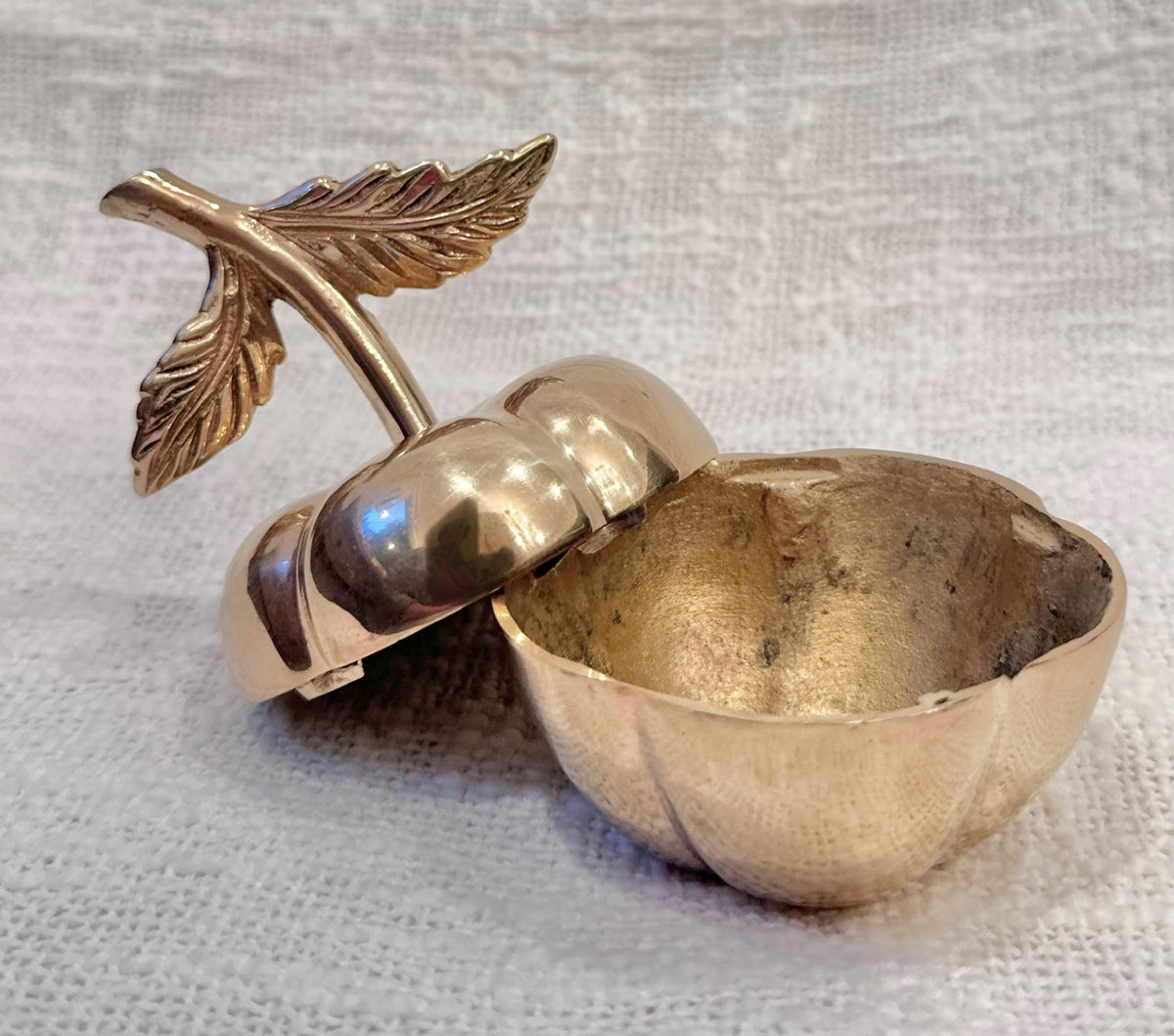Vintage brass apple trinket dish