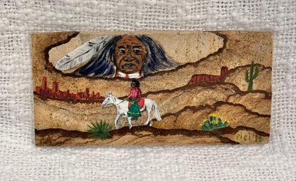 Sathwest folk art painting on Kanab Sandstone Signed Pici '82 