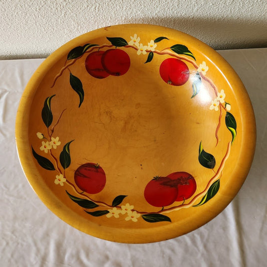 1940s Large Maple Munising Three Leg Bowl with Apples