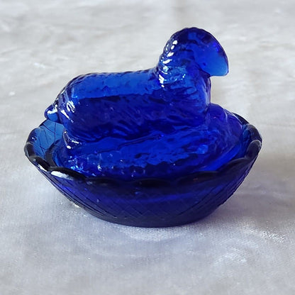 Cobalt Blue Mini Lamb on Nest Trinket Dish