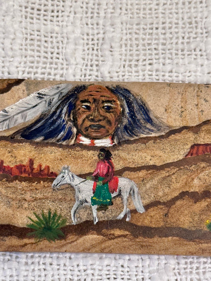 Sathwest folk art painting on Kanab Sandstone Signed Pici '82 