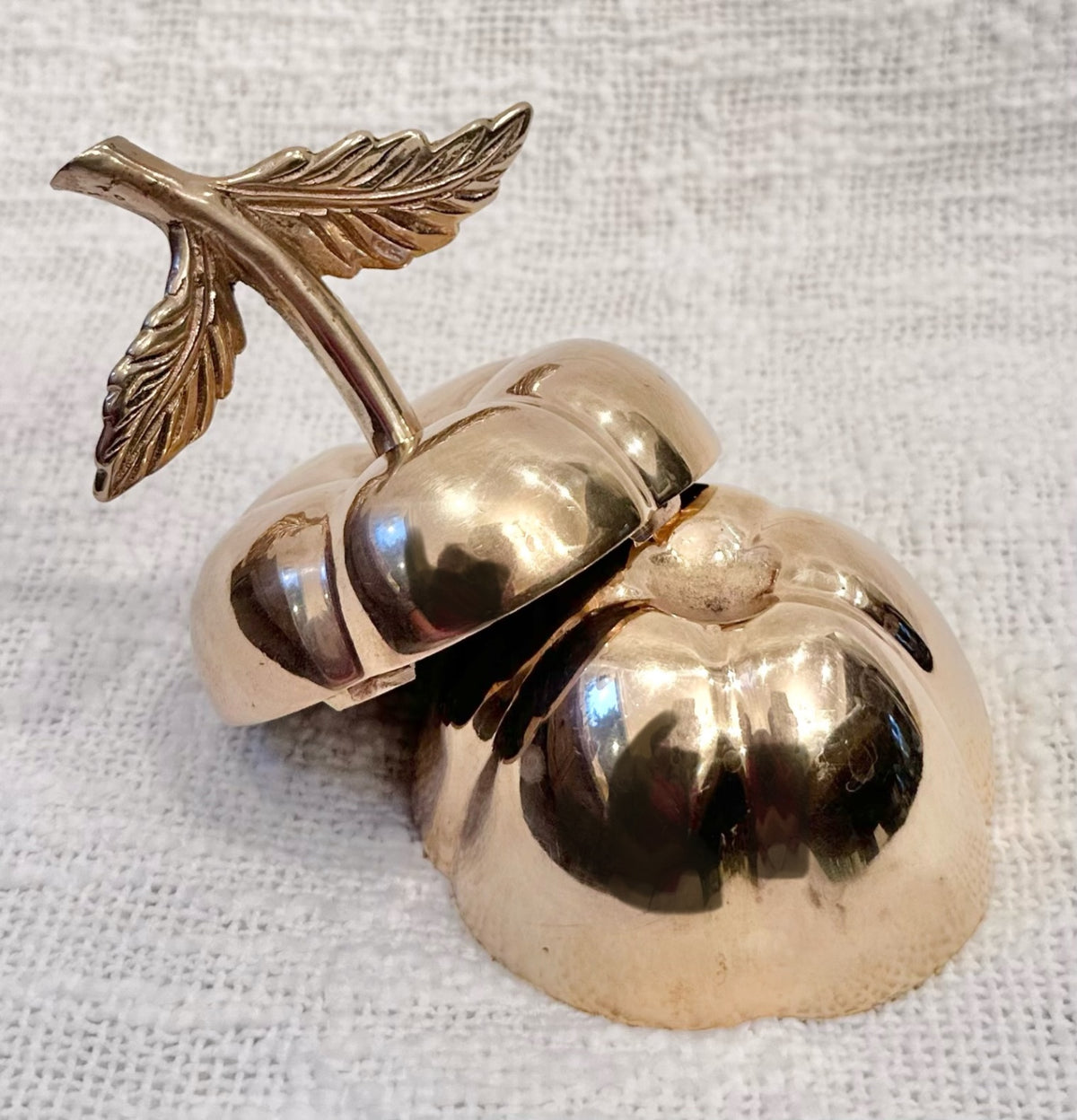 Vintage brass apple trinket dish