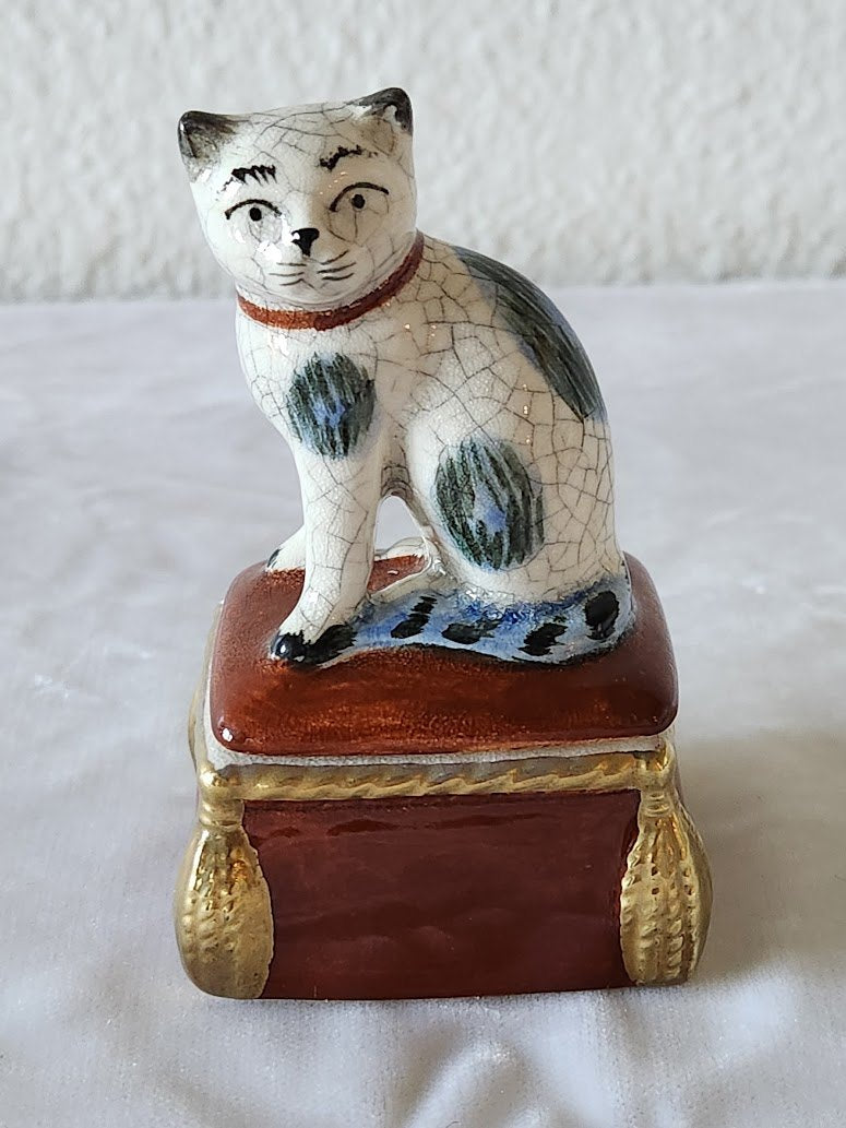 1981 Fitz & Floyd Cat Trinket Box