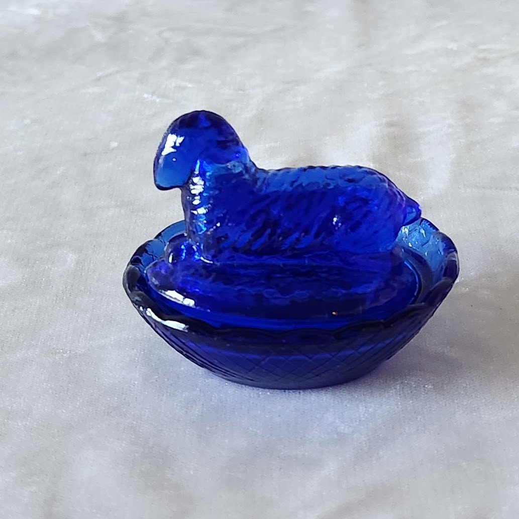 Cobalt Blue Mini Lamb on Nest Trinket Dish