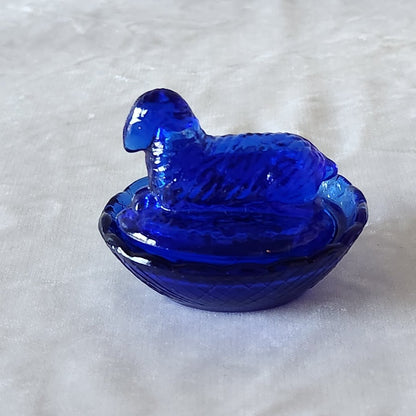 Cobalt Blue Mini Lamb on Nest Trinket Dish