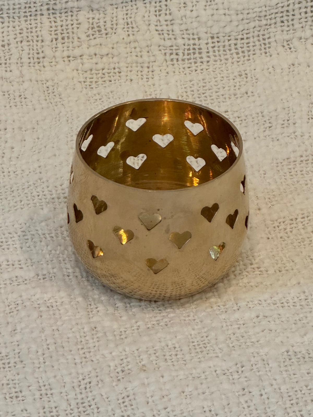 Vintage solid brass with pierced hearts