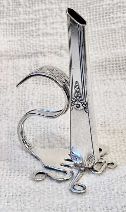 Vintage repurposed Silver-plate Knife fork vase 