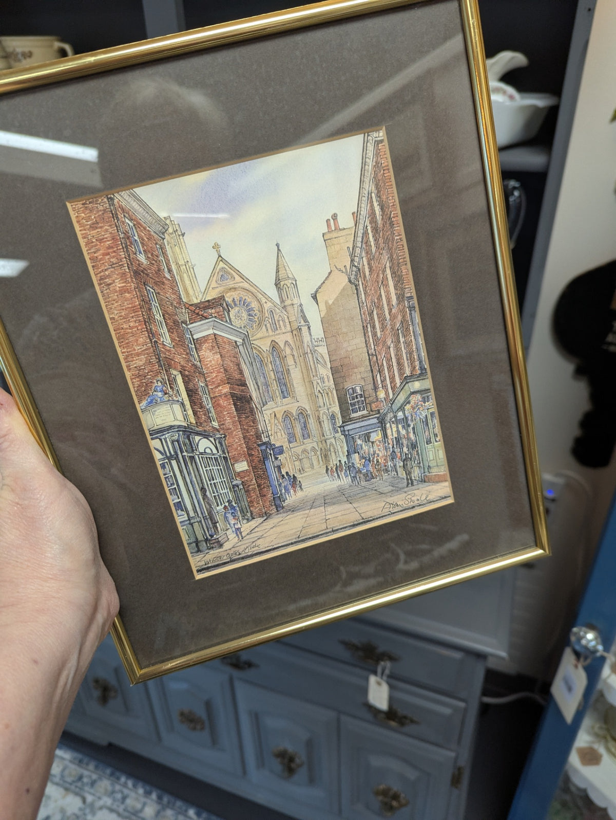 Vtg. Watercolor Print of York by British Artist