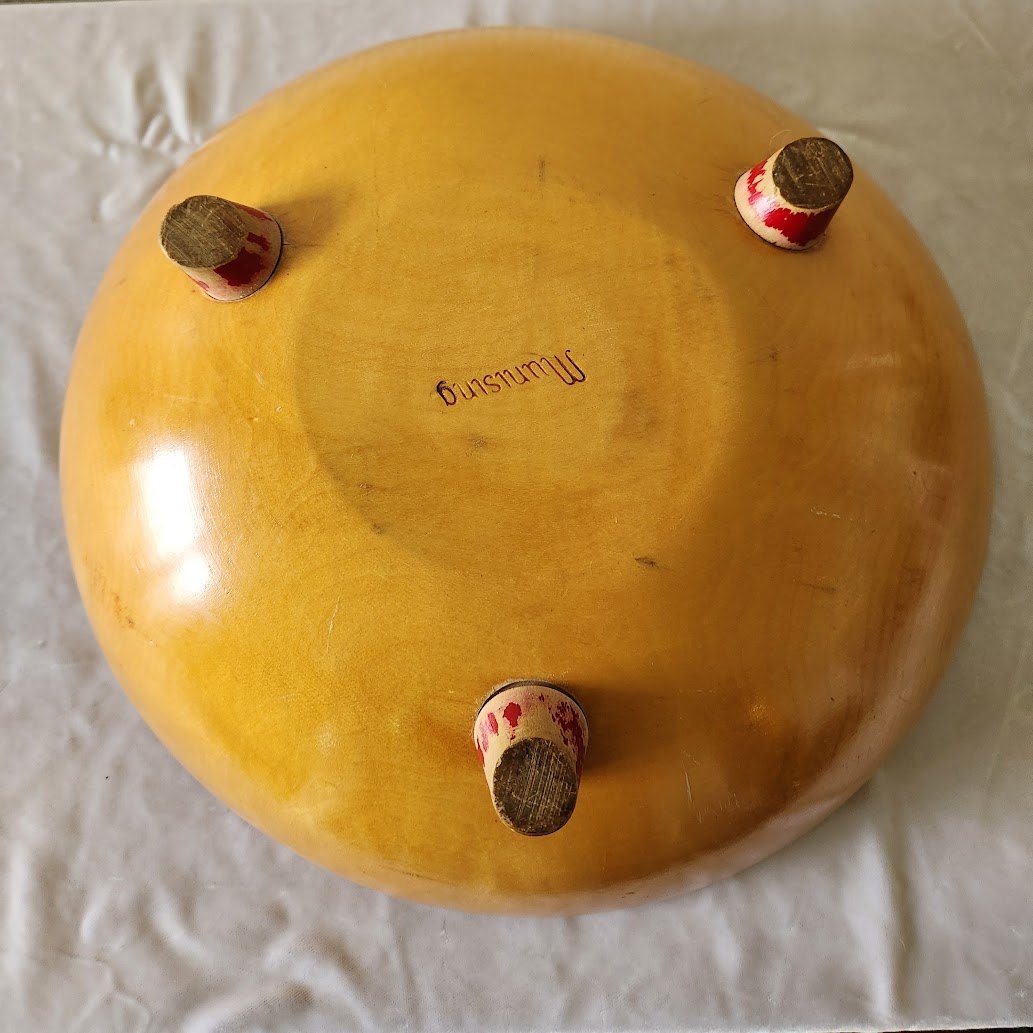 1940s Large Maple Munising Three Leg Bowl with Apples