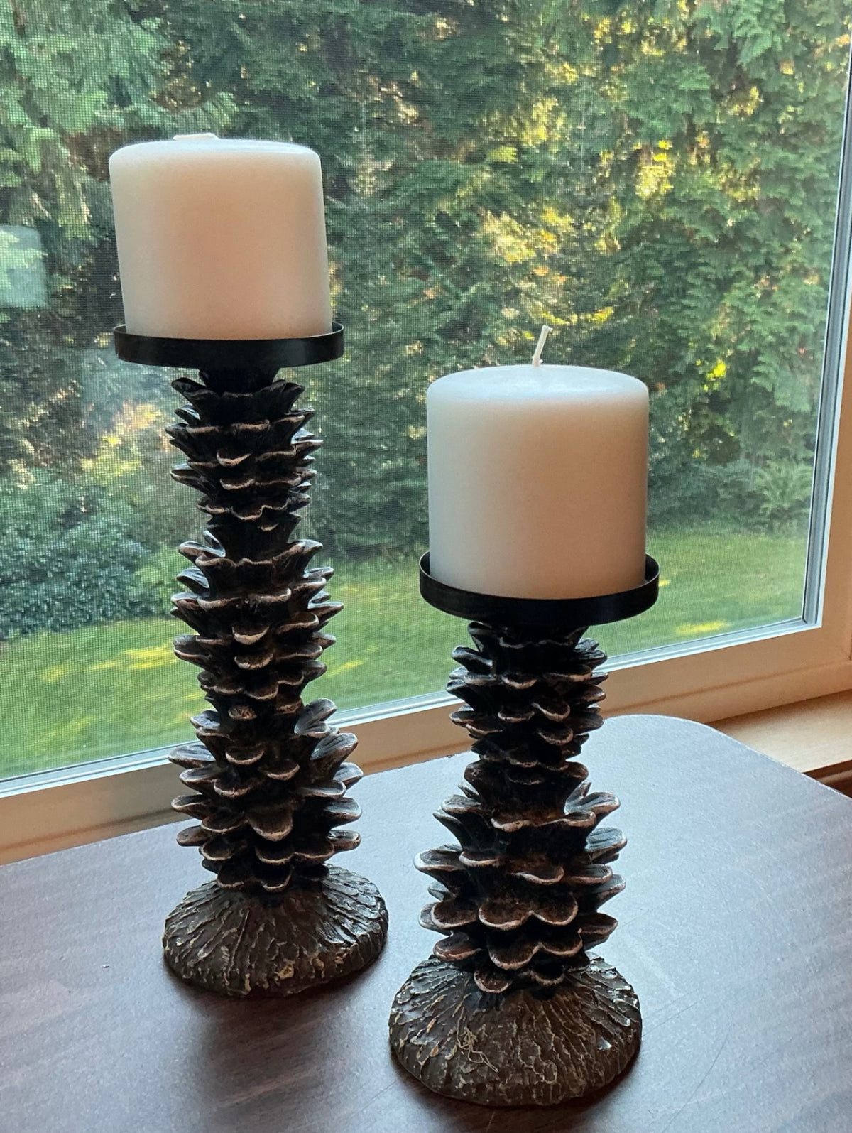 PAIR OF PINECONE PILLARS