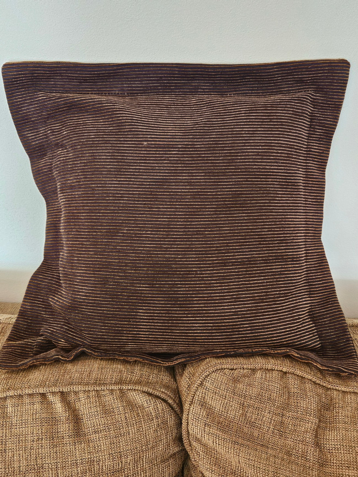 Orange/Black corduroy pillow 15x15 approx