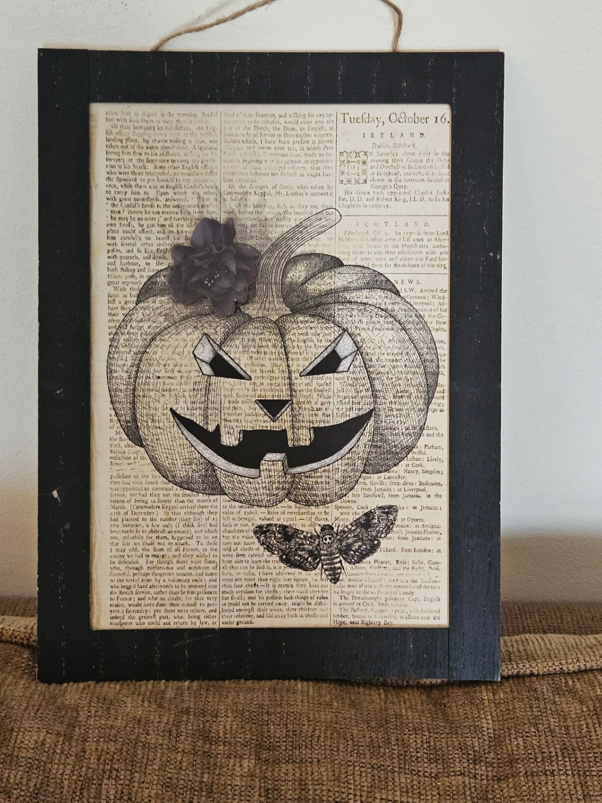 Black/white jack o lantern picture 9x12 approx 