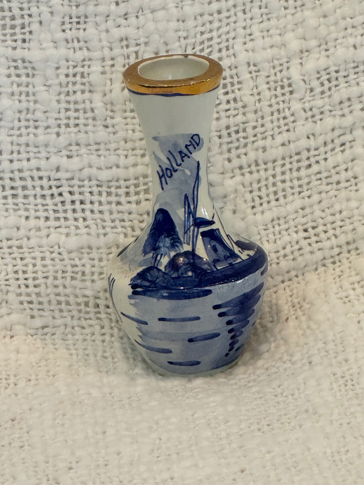  Delft blue + white ceramic bud vase 