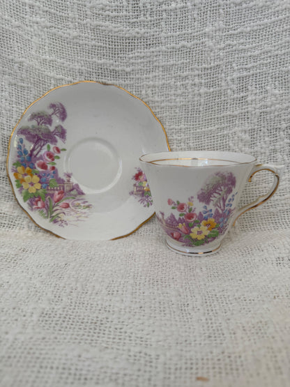  ColClough fine bone China teacup & Saucer England 