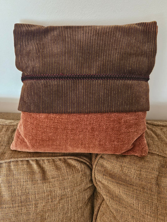 Black/orange corduroy envelope style pillow 12x12 approx