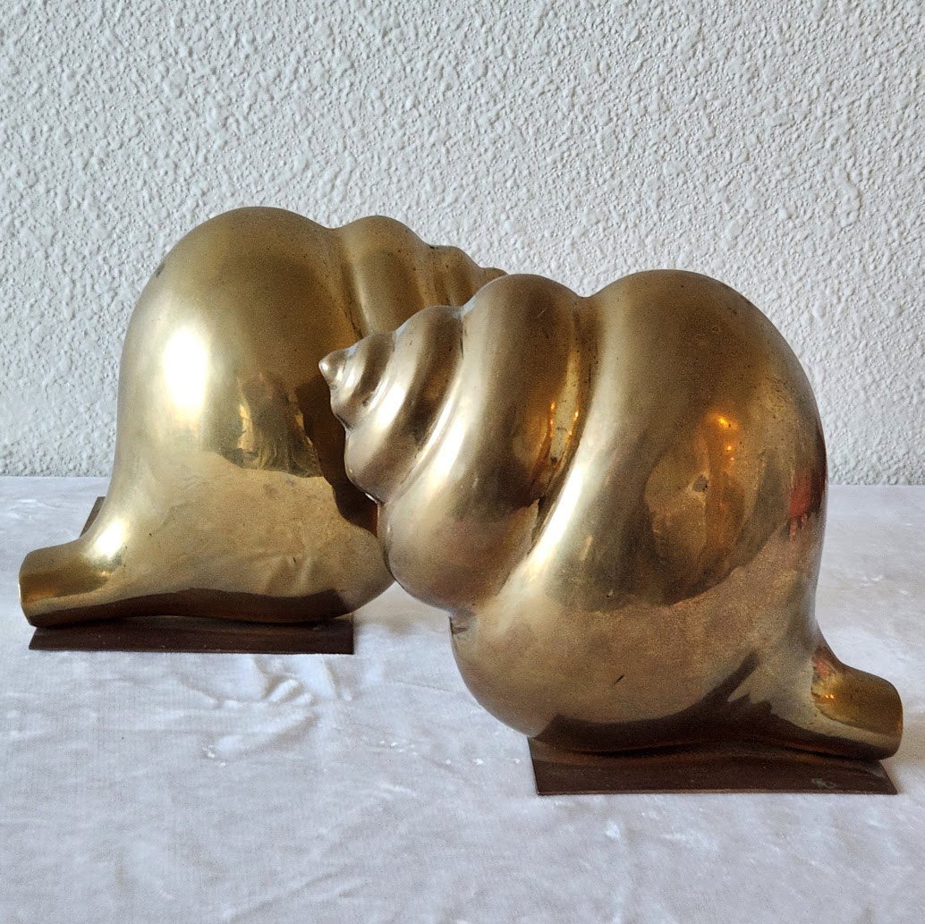 Brass Conch Seashell Bookends