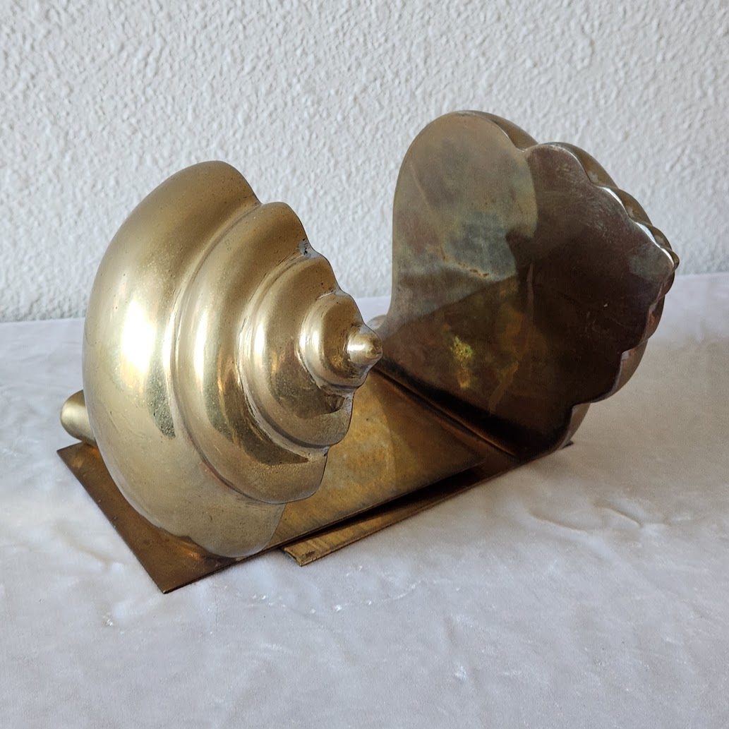 Brass Conch Seashell Bookends