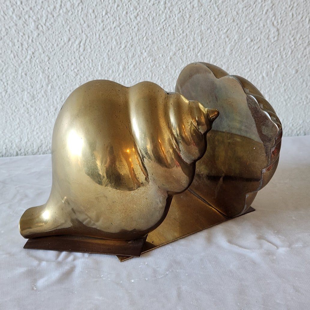 Brass Conch Seashell Bookends