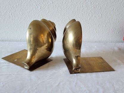 Brass Conch Seashell Bookends